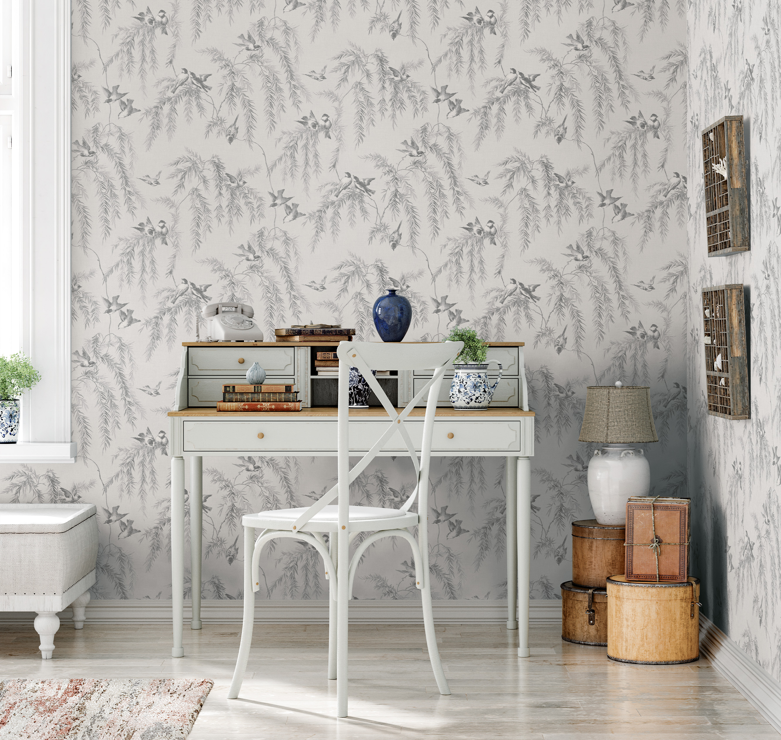 Обои Loymina Шелковый путь Шинуазри: Воробьиные тайны SLK5 008/1 10,05×1 фото в интерьере